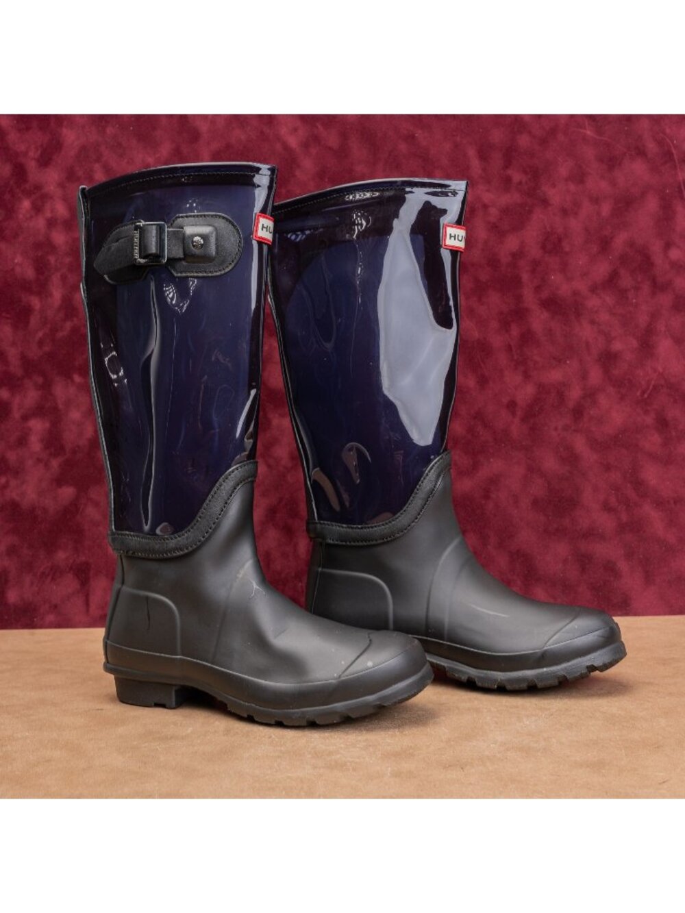 Hunter Unisex Original Clear Black Festival Party Wellies Rain Boots sz 5.5M 6F
